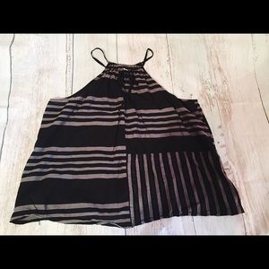 Black and grey striped halter top